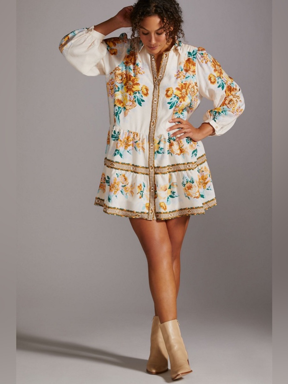 Anthropologie Panel Print Mini Shirtdress